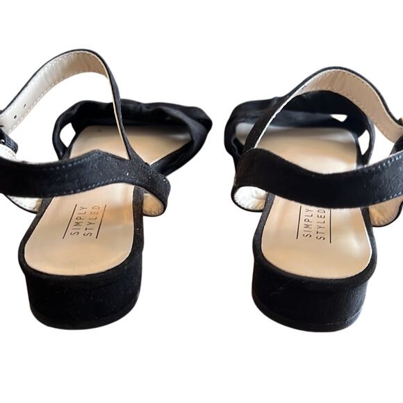 Simply Styled 9M Capri Black Faux Suede Sandals Vintage Look Retro - Picture 3 of 5